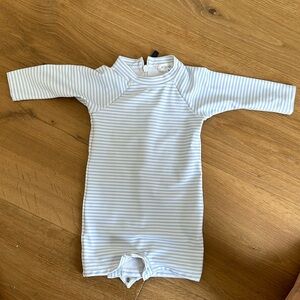 Minnow 0-6 Months Long-Sleeve Unisex Striped Swim Onesie Rashguard